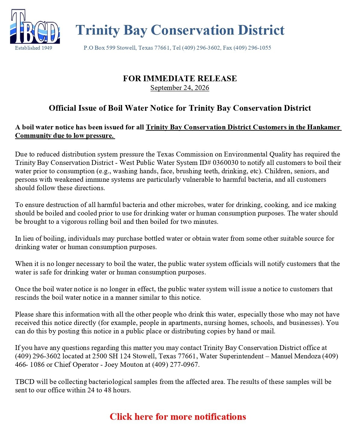 FM 1663 - Boil Water Notice - 9-24-2026